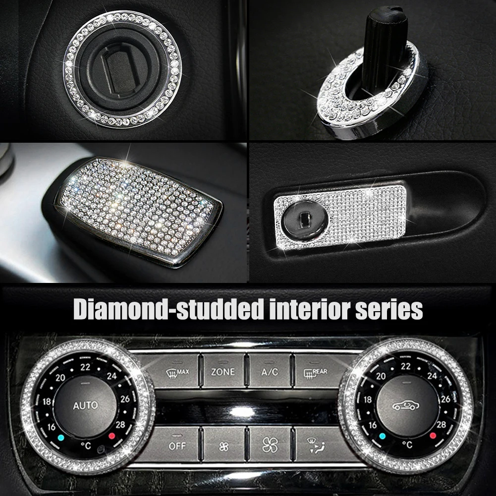 Car Interior Accessory For Women Shiny Diamond Emblem Air Conditioner Knob Star Stop Button Ring For Mercedes-Benz C Class 08-13
Car Interior Accessory For Women Shiny Diamond Emblem Air Conditioner Knob Star Stop Button Ring For Mercedes-Benz C Class 08-13