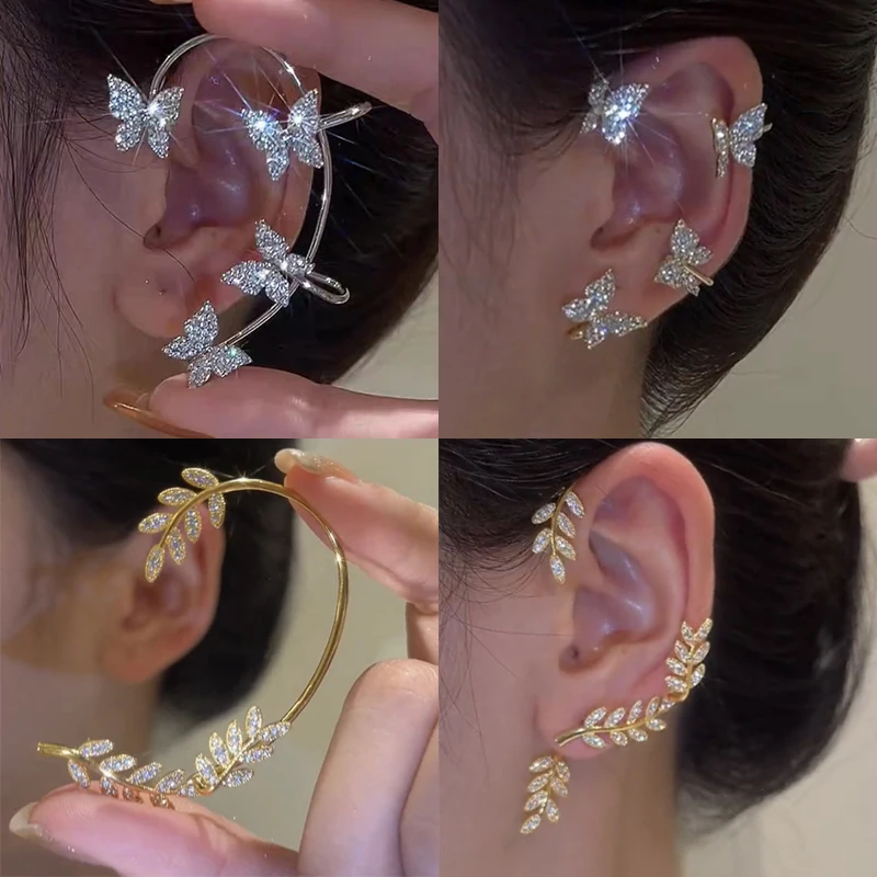Silver Plated Metal Leaf Butterfly Clip Earrings for Women Ear Clips Without Piercing Sparkling Zircon Ear Cuff Fashion Jewelry
Silver Plated Metal Leaf Butterfly Clip Earrings for Women Ear Clips Without Piercing Sparkling Zircon Ear Cuff Fashion Jewelry