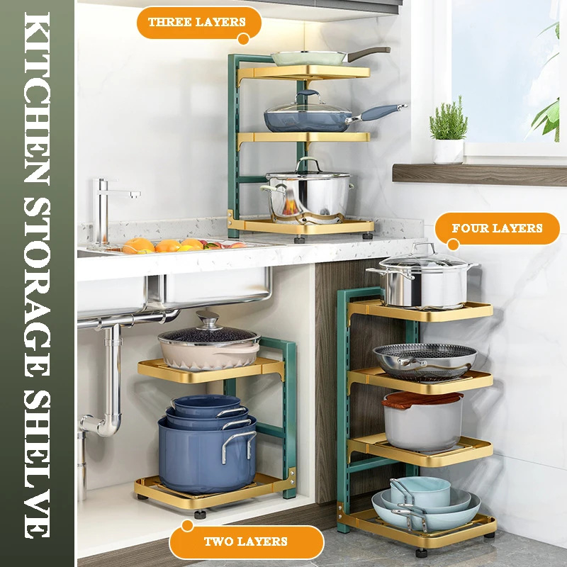 Stainless Steel Kitchen Pots and Pans Rack Organizer Multi-layer Household Shelves Cookware Holders Adjustable Counter Cabinet
Stainless Steel Kitchen Pots and Pans Rack Organizer Multi-layer Household Shelves Cookware Holders Adjustable Counter Cabinet