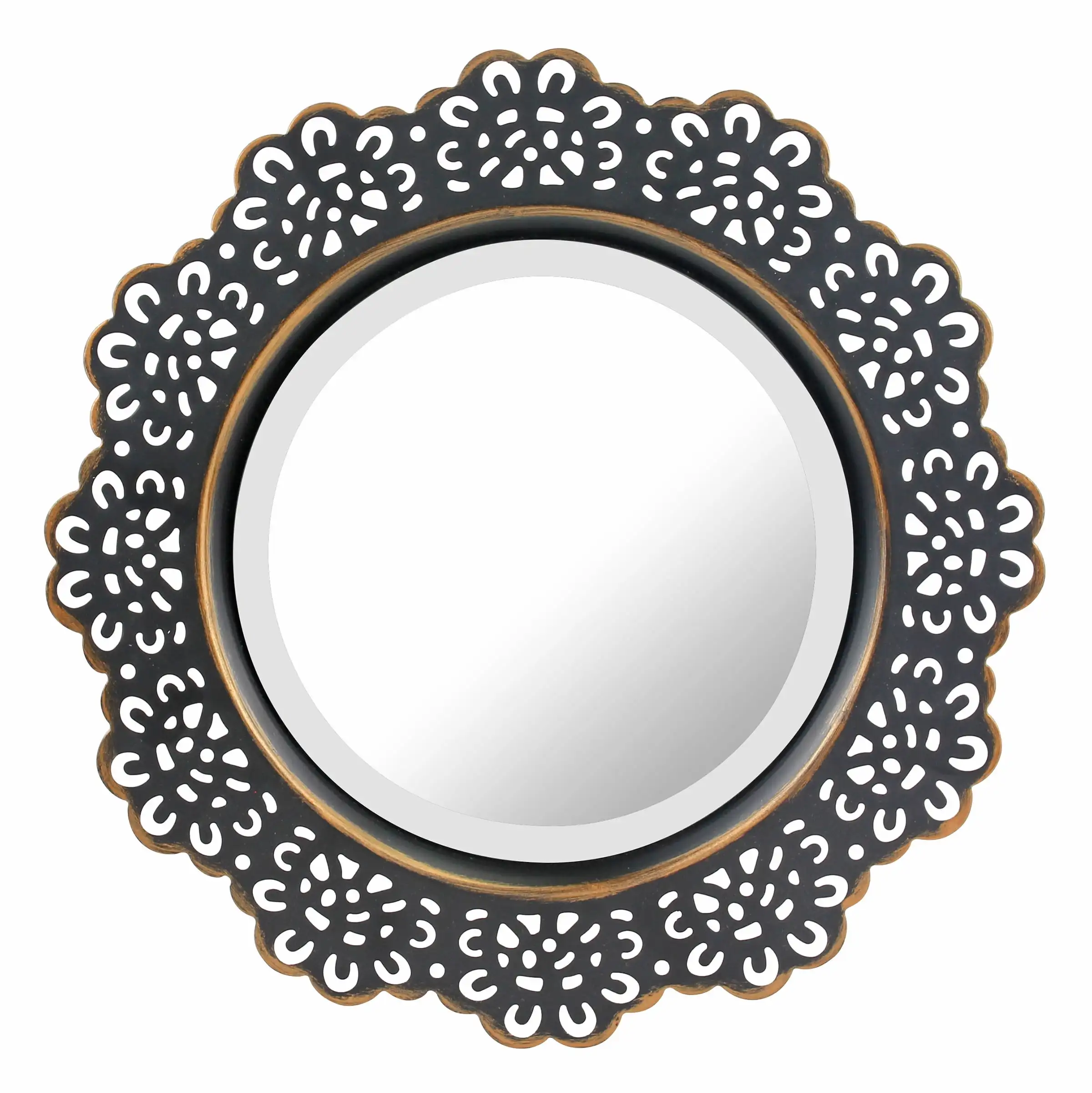 12.5" Black French Country Metal Lace Accent Mirror 
12.5" Black French Country Metal Lace Accent Mirror