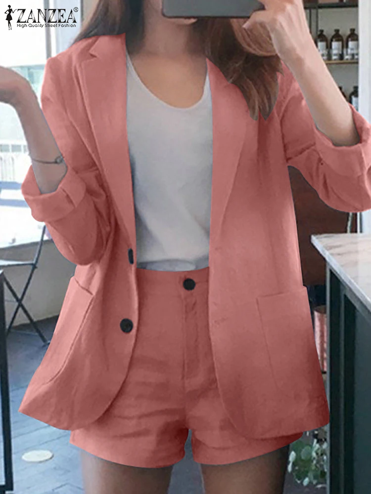 Fashin Women Autumn Outfits Ladies Business Office Suit Blazer Thin ZANZEA Causal Solid Long Sleeve Shirts And Loose Shorts Suit
Fashin Women Autumn Outfits Ladies Business Office Suit Blazer Thin ZANZEA Causal Solid Long Sleeve Shirts And Loose Shorts Suit