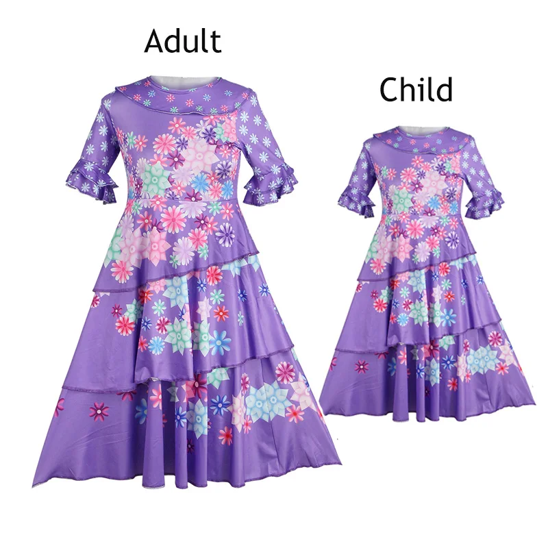 Encanto Mother Kids Fashion Girl Clothes Mom Short Sleeve Print Dress+Bag 2pcs Canival Cosplay Mirabel Mom And Dougher Clothes 
Encanto Mother Kids Fashion Girl Clothes Mom Short Sleeve Print Dress+Bag 2pcs Canival Cosplay Mirabel Mom And Dougher Clothes