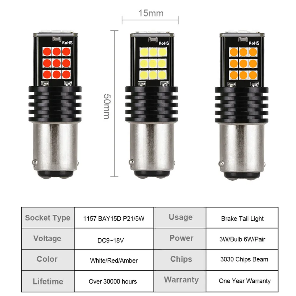 2pcs Car With Decoding Super Bright LED Reversing Light 1157 BAY15D 3030 LED Car LED Brake Tail Light Cars Brake Stop Ligh
2pcs Car With Decoding Super Bright LED Reversing Light 1157 BAY15D 3030 LED Car LED Brake Tail Light Cars Brake Stop Ligh