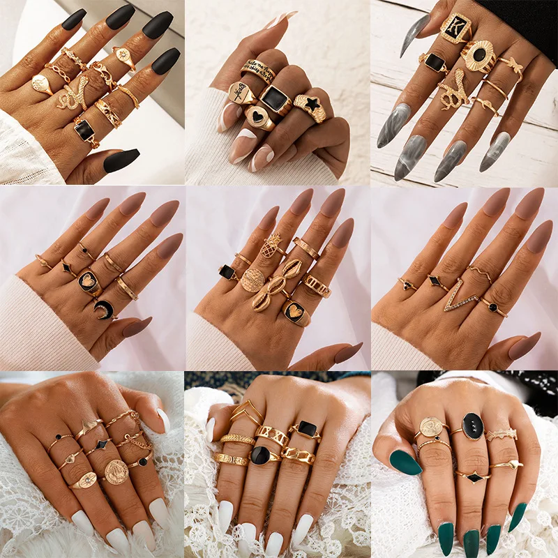 Bluestar Luxury Geometric Black Crystal Women Rings Set Dropping Oil Retro Geometry Ladies Rings Set
Bluestar Luxury Geometric Black Crystal Women Rings Set Dropping Oil Retro Geometry Ladies Rings Set