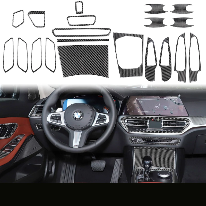 

Pegatina de fibra de carbono para BMW Serie 3, cubierta de marco de salida de aire de CA para salpicadero, accesorios interiores