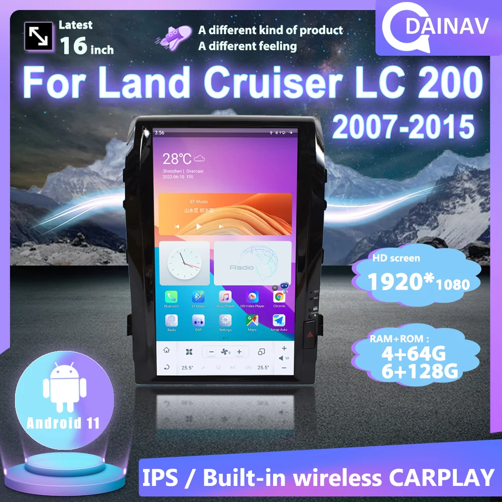 16 Inch Full Touch Screen Android Multimedia Radio For Toyota Land Cruiser LC200 2007-2015 Wireless Carplay GPS Navigator
16 Inch Full Touch Screen Android Multimedia Radio For Toyota Land Cruiser LC200 2007-2015 Wireless Carplay GPS Navigator