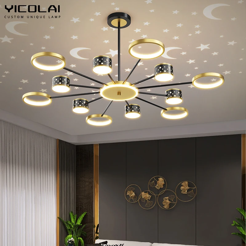 

Nordic Light Luxury Modern Minimalist Atmosphere Starry Sky Chandelier For Bedroom Dining Room Kithen Fixtures Dimmable