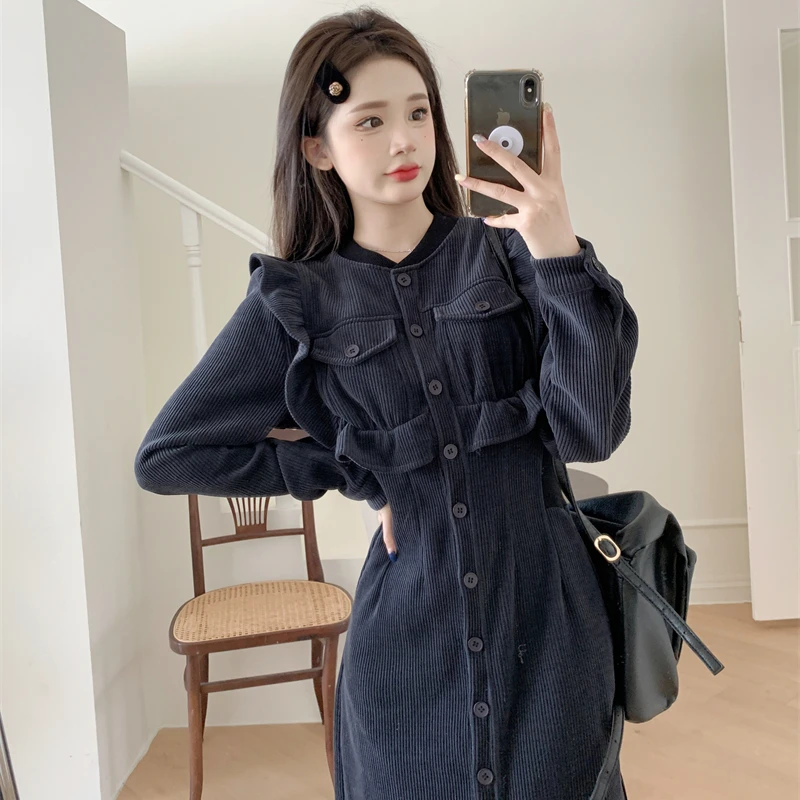 High Street Dresses for Women 2022 New In Korean Casual O-Neck Slim Fit High Waist Dress Long Sleeve Fashion Clothing Mid-Calf
High Street Dresses for Women 2022 New In Korean Casual O-Neck Slim Fit High Waist Dress Long Sleeve Fashion Clothing Mid-Calf