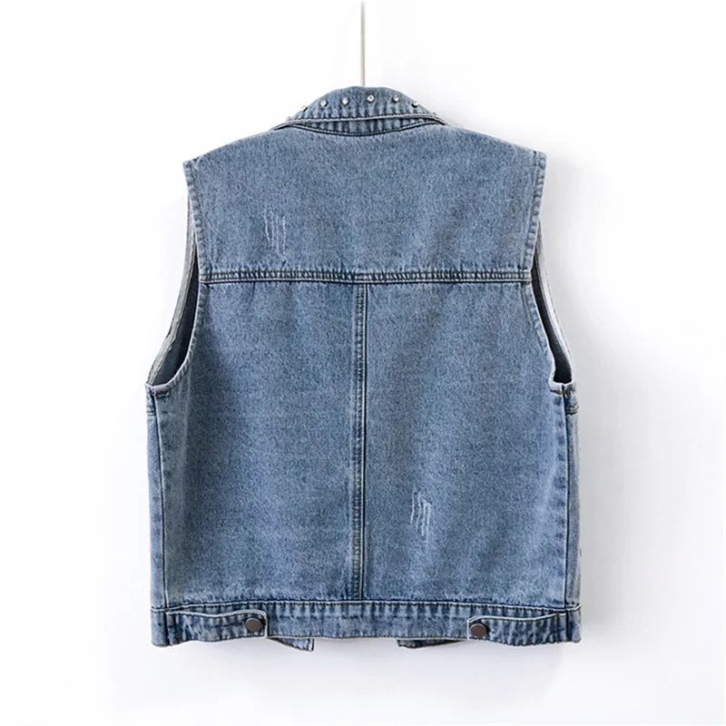 Light Vintage Blue Frayed Diamonds Big Pocket Denim Vest Women Waistcoat Cowboy Sleeveless Jacket Loose Short Jeans Vests Female
Light Vintage Blue Frayed Diamonds Big Pocket Denim Vest Women Waistcoat Cowboy Sleeveless Jacket Loose Short Jeans Vests Female