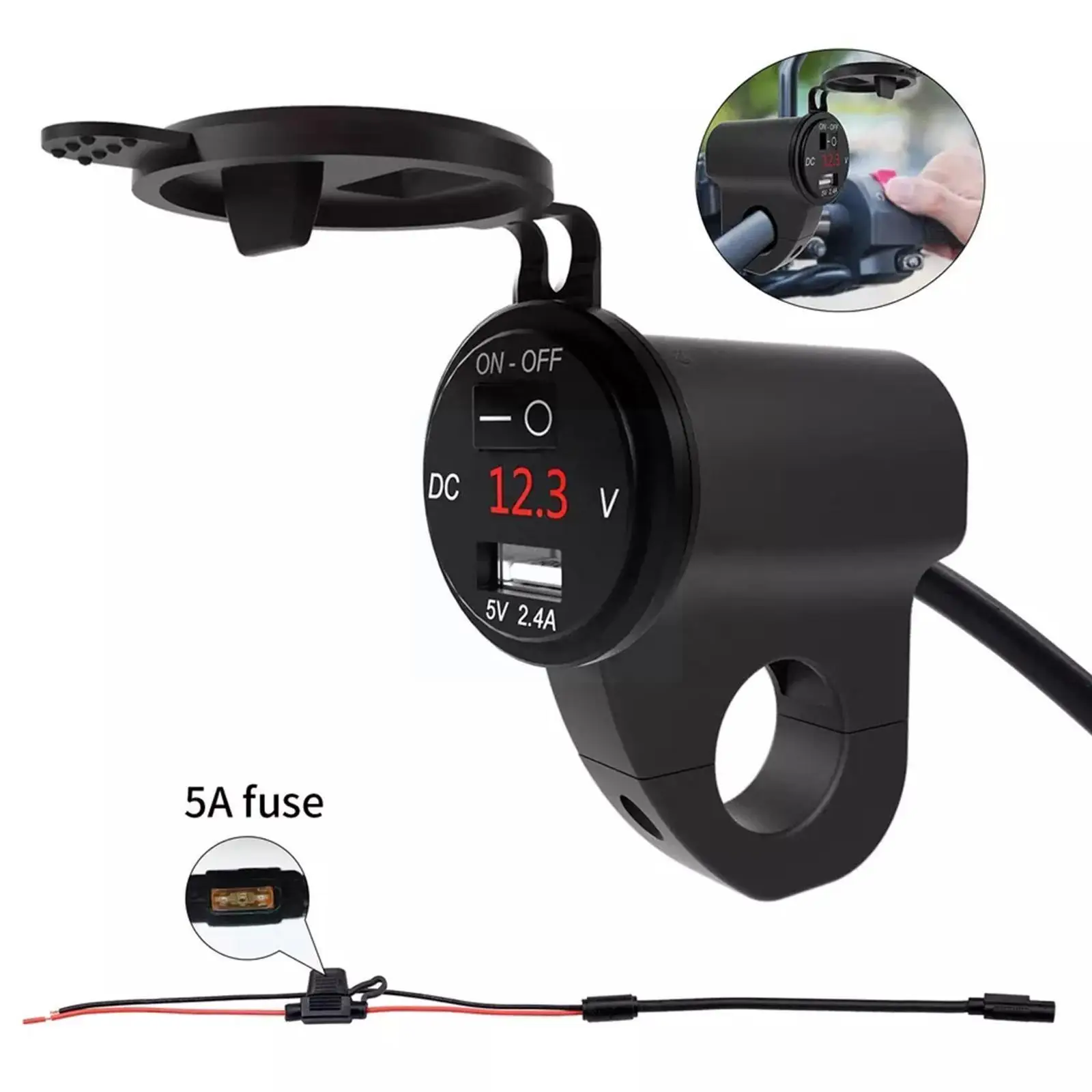 2.4A Digital Display Mobile Phone Adapter Aluminum Charger Switch Motorcycle Charger Alloy USB with Waterproof Fast Car F4O3
2.4A Digital Display Mobile Phone Adapter Aluminum Charger Switch Motorcycle Charger Alloy USB with Waterproof Fast Car F4O3