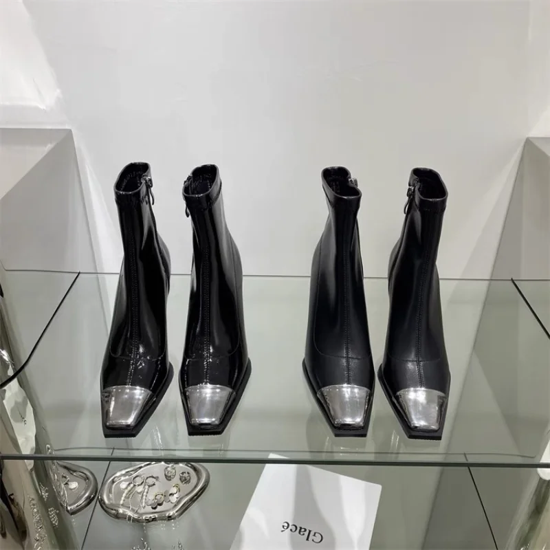 Zippered Square Toe Slim Heeled Women's Boots Comfortable and Slim Fitting Glossy Low Heeled Short Boots Sexy and Trendy Shoes
Zippered Square Toe Slim Heeled Women's Boots Comfortable and Slim Fitting Glossy Low Heeled Short Boots Sexy and Trendy Shoes