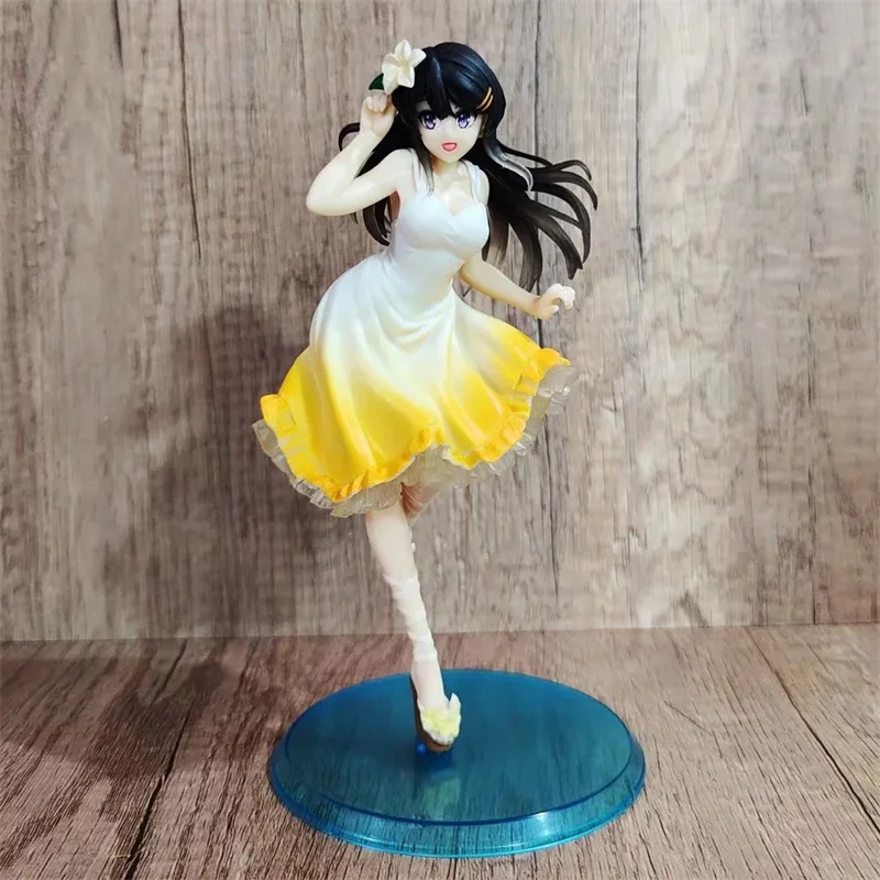 

Anime Rascal Does Not Dream Of Bunny Girl Senpai Sakurajima Mai Yellow Dress PVC Action Figure Collectible Model Doll Toy 20cm