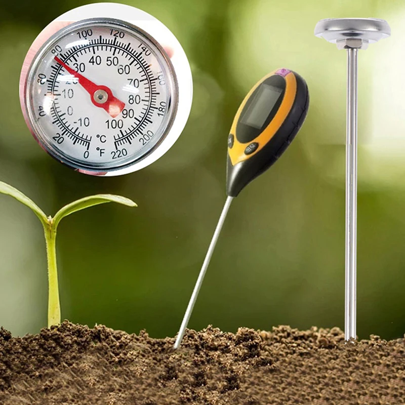 1PC Stainless Steel Soil Thermometer Stem Read Dial Display 0-100 Degrees Celsius Range For Ground Compost Garden Supplies
1PC Stainless Steel Soil Thermometer Stem Read Dial Display 0-100 Degrees Celsius Range For Ground Compost Garden Supplies