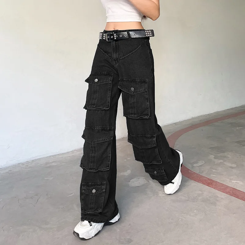 Y2K Cargo Wide Leg Mom Jeans Women 90s Big Pocket Vintage Hip Hop Punk Mopping Pants Casual Streetwear Boyfriend Denim Jeans
Y2K Cargo Wide Leg Mom Jeans Women 90s Big Pocket Vintage Hip Hop Punk Mopping Pants Casual Streetwear Boyfriend Denim Jeans