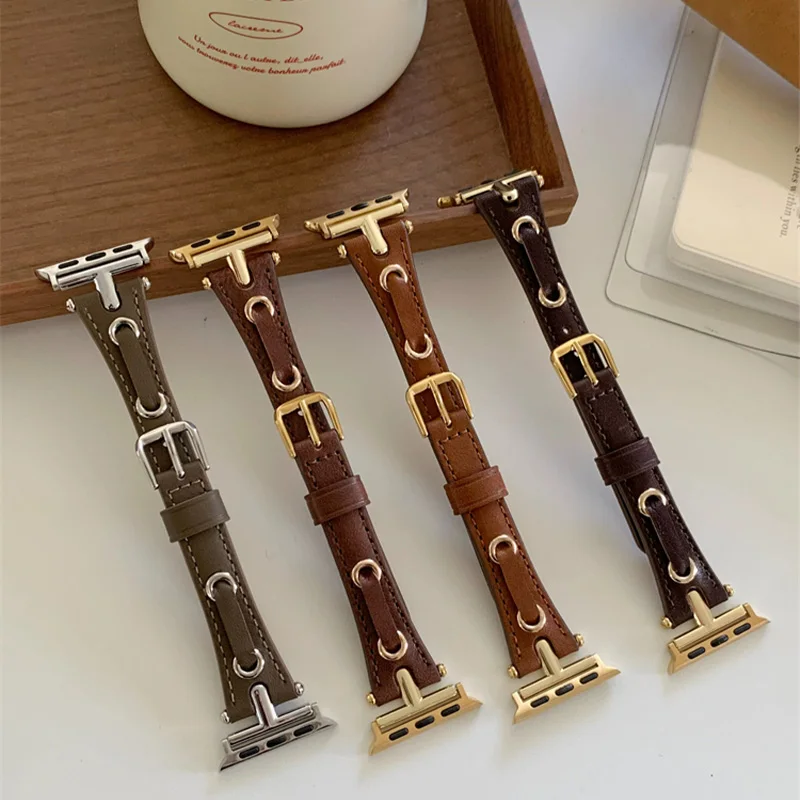

Genuine Leather Strap For Apple Watch band 49mm 45mm 44mm 42mm 38mm 40mm 41mm bracelet iwatch 7 6 5 4 3 SE Ultra 49mm watchbands