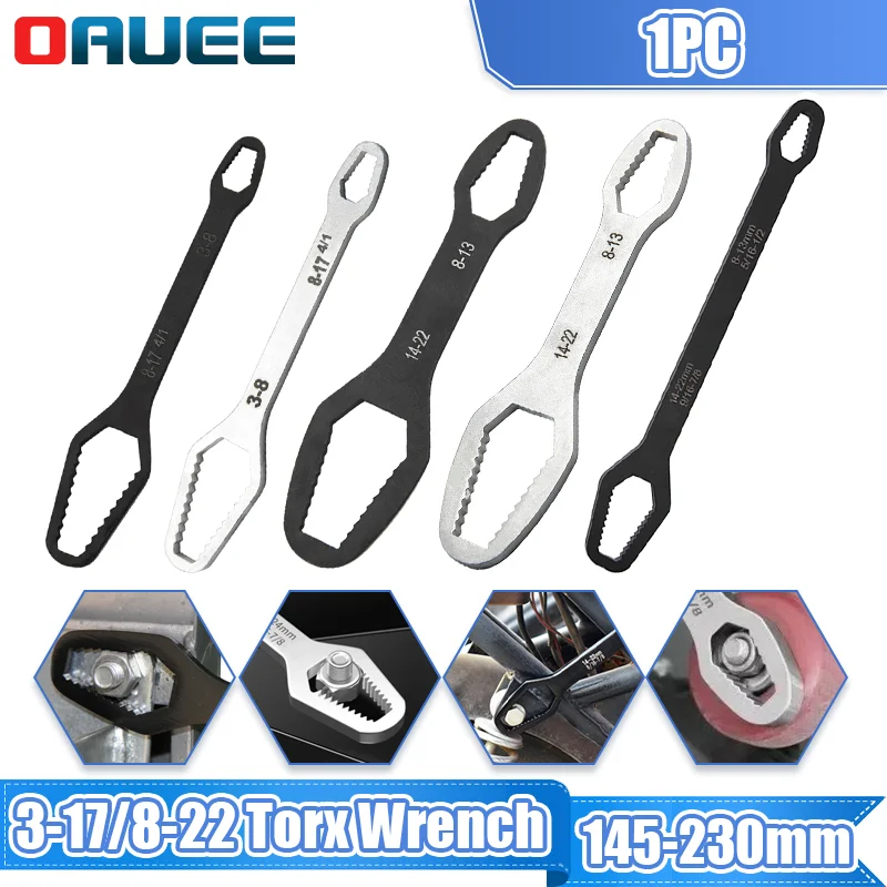 3-17/8-22mm Torx Wrench Thicken Self-tightening Adjustable Wrench Board Double-head Torx Spanner Wrench Multi-purpose Hand Tools
3-17/8-22mm Torx Wrench Thicken Self-tightening Adjustable Wrench Board Double-head Torx Spanner Wrench Multi-purpose Hand Tools