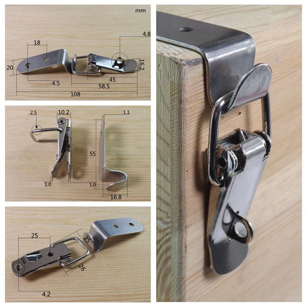 4pcs 90° Stainless Steel Spring Loaded Draw Toggle Latch Clamp Clip Set For Leather Metal Wood Boxes Suitcases
4pcs 90° Stainless Steel Spring Loaded Draw Toggle Latch Clamp Clip Set For Leather Metal Wood Boxes Suitcases