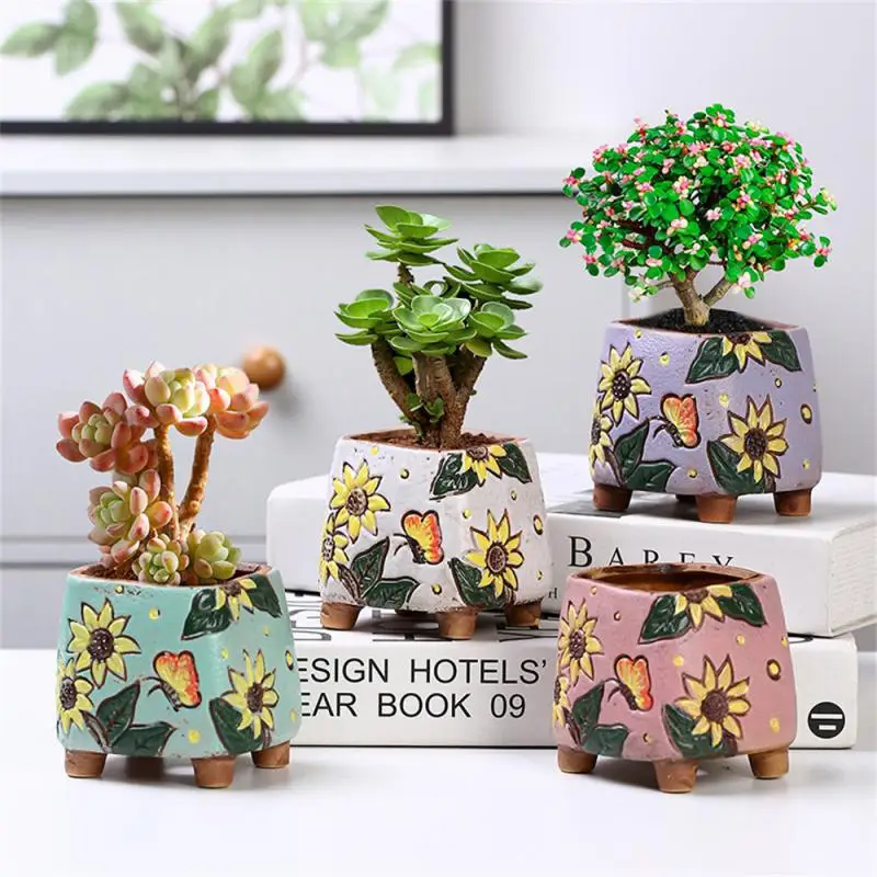 

Creative Hand-painted Flowerpots Ceramic Succulent Flower Pot Ceramic Flowerpot Home Decoration Carving