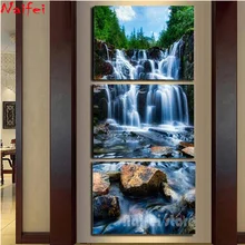 Big 5d diy diamond embroidery waterfall and mountain lake natural ,full square round drill diamond painting Feng shui,home decor