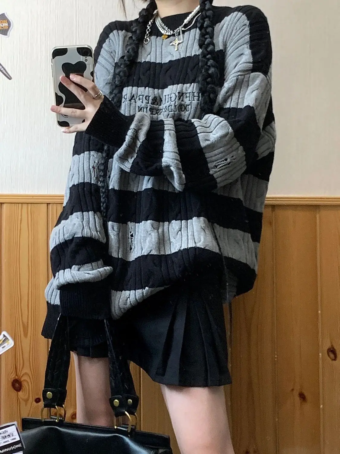 QWEEK Y2k Oversized Striped Sweater Women Harajuku Vintage 2000s Streetwear Aesthetic Pullover American Retro Long Sleeve Tops
QWEEK Y2k Oversized Striped Sweater Women Harajuku Vintage 2000s Streetwear Aesthetic Pullover American Retro Long Sleeve Tops