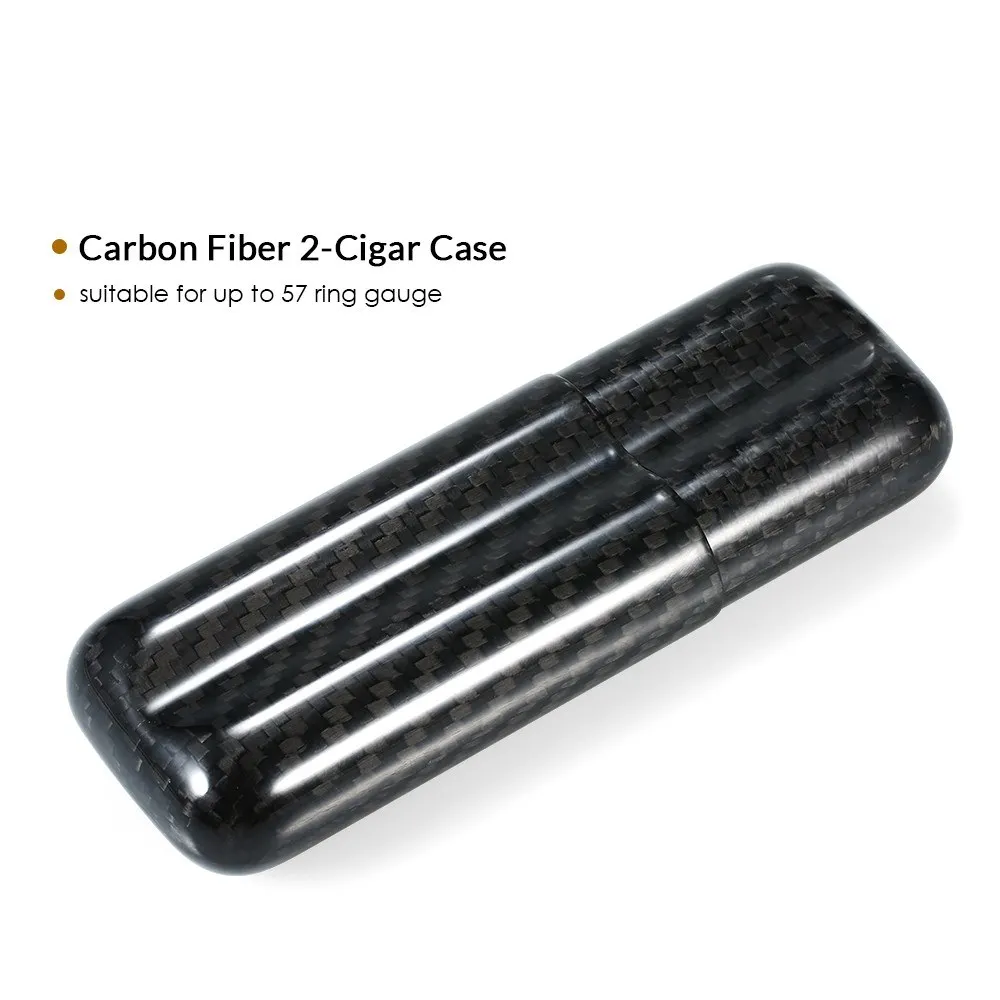Black Carbon Fiber 2-Cigar Case Lightweight Cigar Storage Tube Holder Travel Cigar Humidor for up to 57 Ring Gauge Cigars
Black Carbon Fiber 2-Cigar Case Lightweight Cigar Storage Tube Holder Travel Cigar Humidor for up to 57 Ring Gauge Cigars