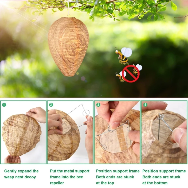 

1PC Hanging Wasp Bee Trap Fly Insect Simulated Wasp Nest Effective Control Natural Non-Toxic for Wasps Hornet M76D