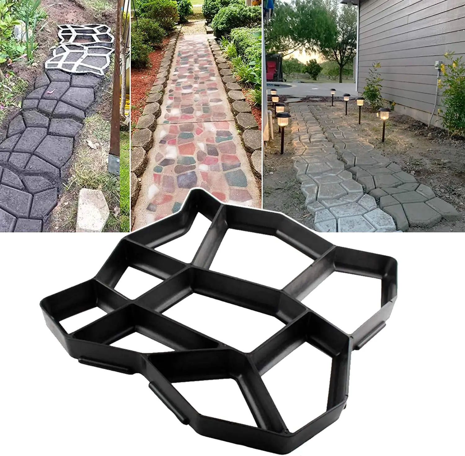 

Garden Walk Pavement Mold DIY Manually Paving Cement Brick Stone Road Concrete Molds Path Maker Reusable Garden Stone Road Mold