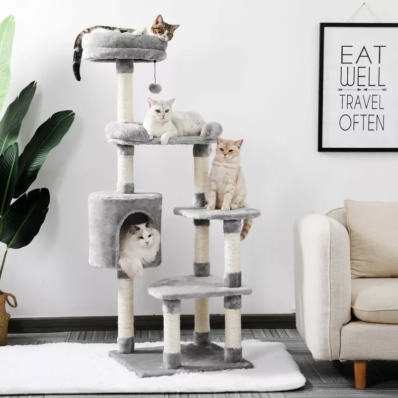 Cat Tree Multi-Level Tower with Scratching Posts Cat Condo Sisal Posts Hammock Activity Jumping Platform with Ball Grey
Cat Tree Multi-Level Tower with Scratching Posts Cat Condo Sisal Posts Hammock Activity Jumping Platform with Ball Grey