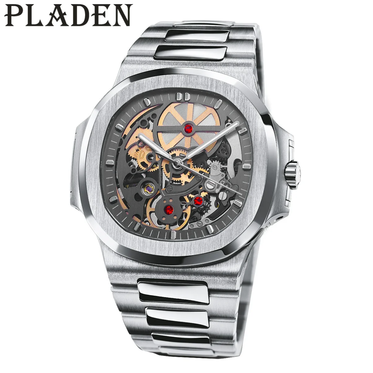 New Personalized Men Automatic Mechanical Watch Luminous Skeleton Stainless Steel Clock Waterproof Tourbillon Silver Wristwatch
New Personalized Men Automatic Mechanical Watch Luminous Skeleton Stainless Steel Clock Waterproof Tourbillon Silver Wristwatch