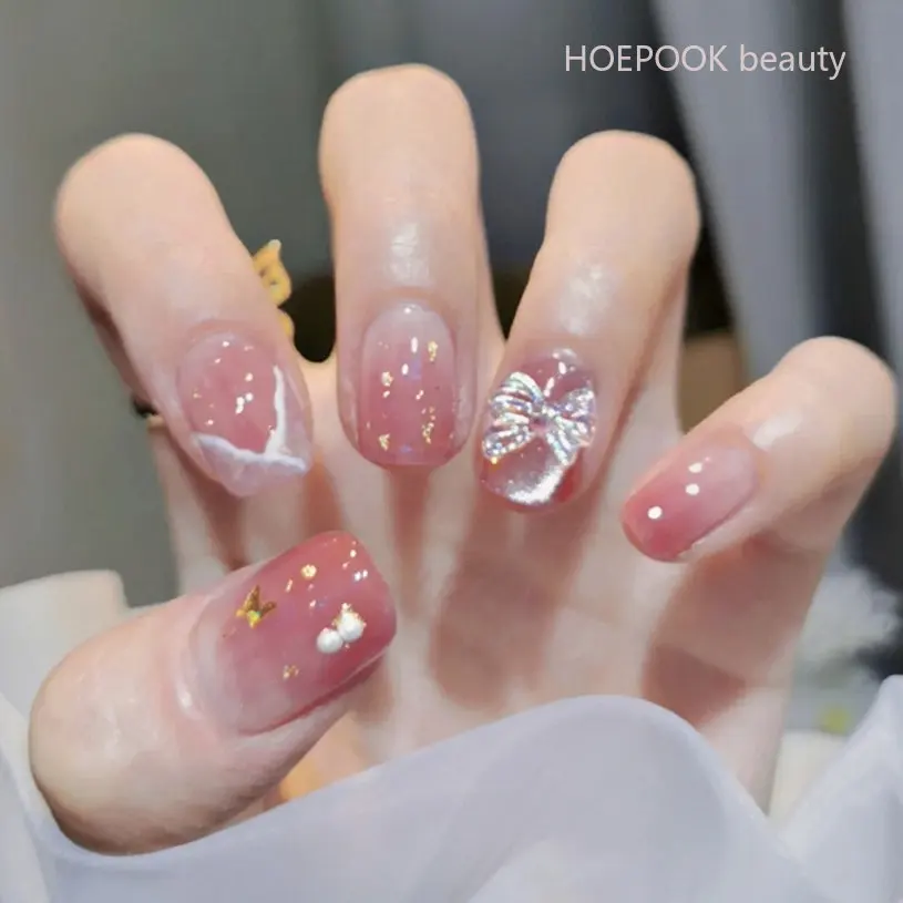 24Pcs Pink Gold Foil Artificial Wearing Short Fake Nails Art Full Cover Waterproof False Nails Acrylic Girls Press On Nail Tips
24Pcs Pink Gold Foil Artificial Wearing Short Fake Nails Art Full Cover Waterproof False Nails Acrylic Girls Press On Nail Tips