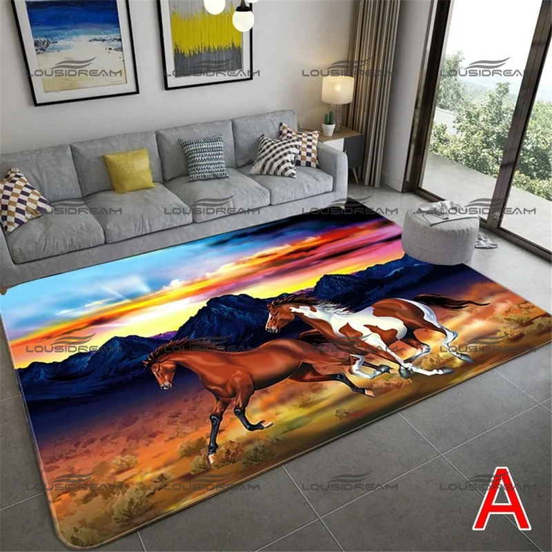 

Ковер квадратный фланелевый с рисунком лошади, 3D коврики в виде животных, современный домашний Коврик для пола в спальню