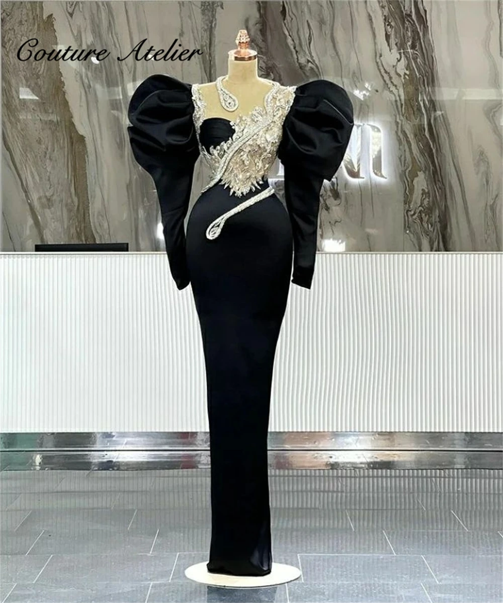 Black Puff Long Sleeve Evening Gowns Mermaid Elegant Formal Dresses Sexy Beaded Appliques Dinner Dress Satin vestidos de gala
Black Puff Long Sleeve Evening Gowns Mermaid Elegant Formal Dresses Sexy Beaded Appliques Dinner Dress Satin vestidos de gala