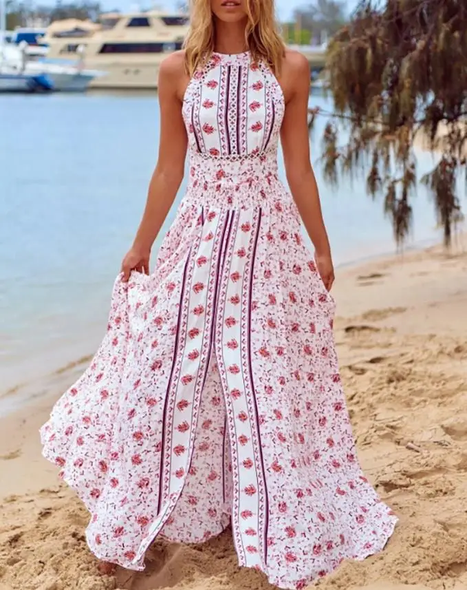 Floral Printing Round Neck Elegant Dresses for Women Large Swing Sexy High Waist Maxi Party Slim Tank Sleeveless Dress
Floral Printing Round Neck Elegant Dresses for Women Large Swing Sexy High Waist Maxi Party Slim Tank Sleeveless Dress