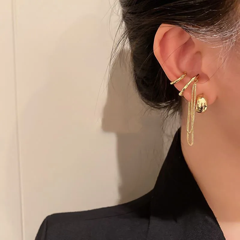 4pcs/set Trend Fashion Silver/Gold Color Ear Cuffs Irregular Metal Tassel Earrings for Women Piercing Earring Jewelry Accessorie 
4pcs/set Trend Fashion Silver/Gold Color Ear Cuffs Irregular Metal Tassel Earrings for Women Piercing Earring Jewelry Accessorie