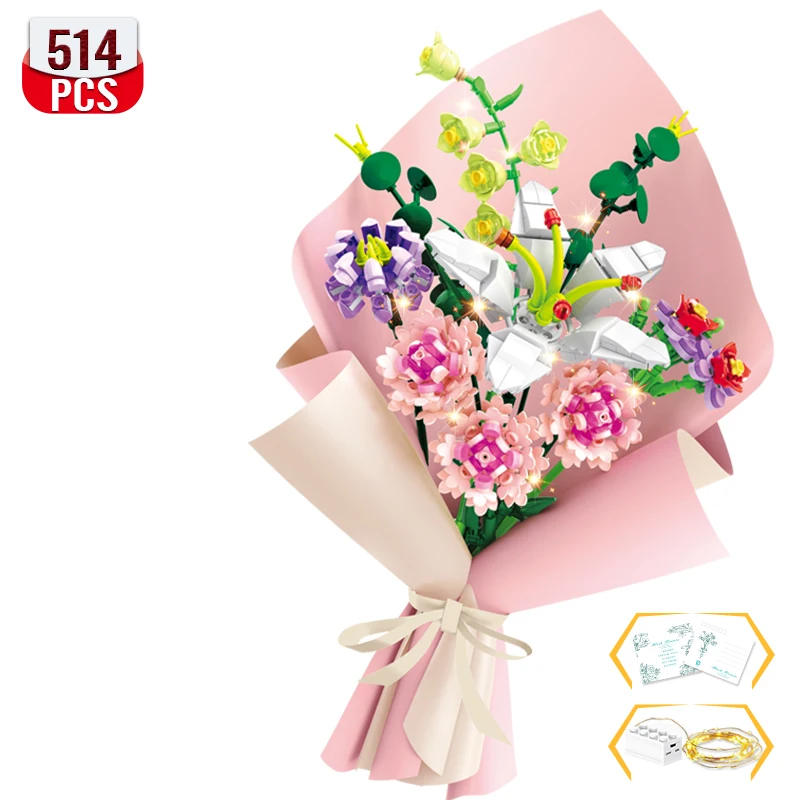 Ideas Building Blocks Flowers Bouquet Plants Decor Romantic Pink Roses Bricks Construction Toys for Girls
Ideas Building Blocks Flowers Bouquet Plants Decor Romantic Pink Roses Bricks Construction Toys for Girls