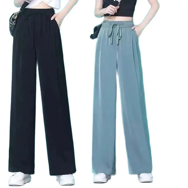 High Waist Lce Silk Wide Leg Pants Women 2022 Spring Summer Pants Straight Sag Thin Loose Leisure Pants Female Trousers Trendy
High Waist Lce Silk Wide Leg Pants Women 2022 Spring Summer Pants Straight Sag Thin Loose Leisure Pants Female Trousers Trendy