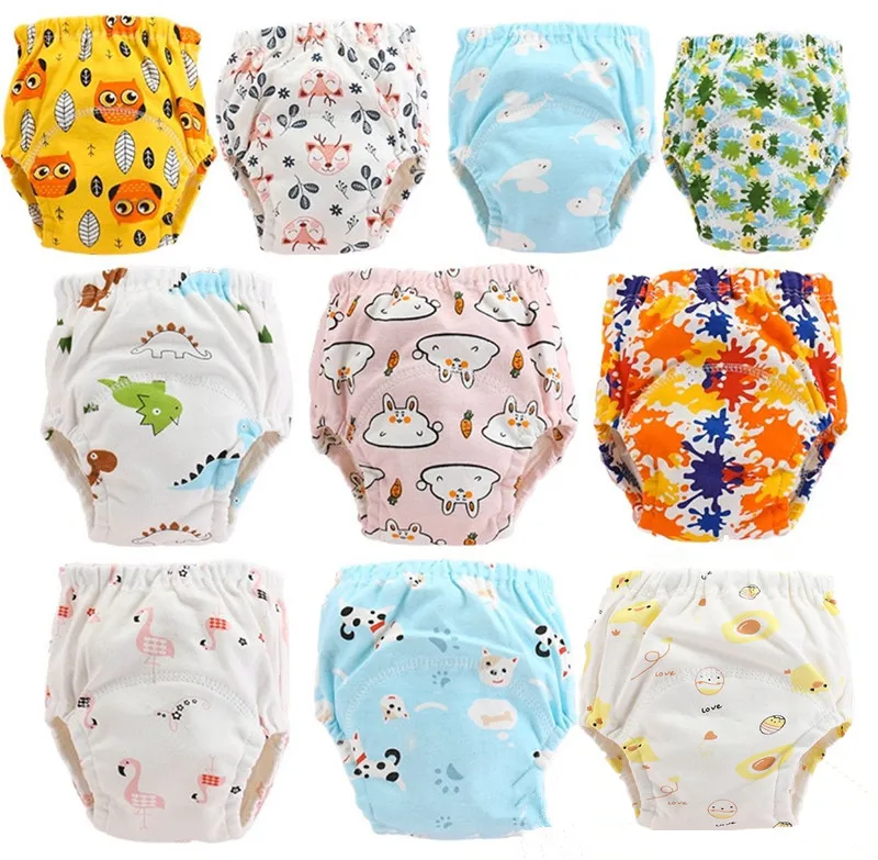 

3pc/Lot 6Layers Gauze Training Pants Panties Waterproof Cloth Reusable Toolder Nappies Diaper Baby Underwear Washable