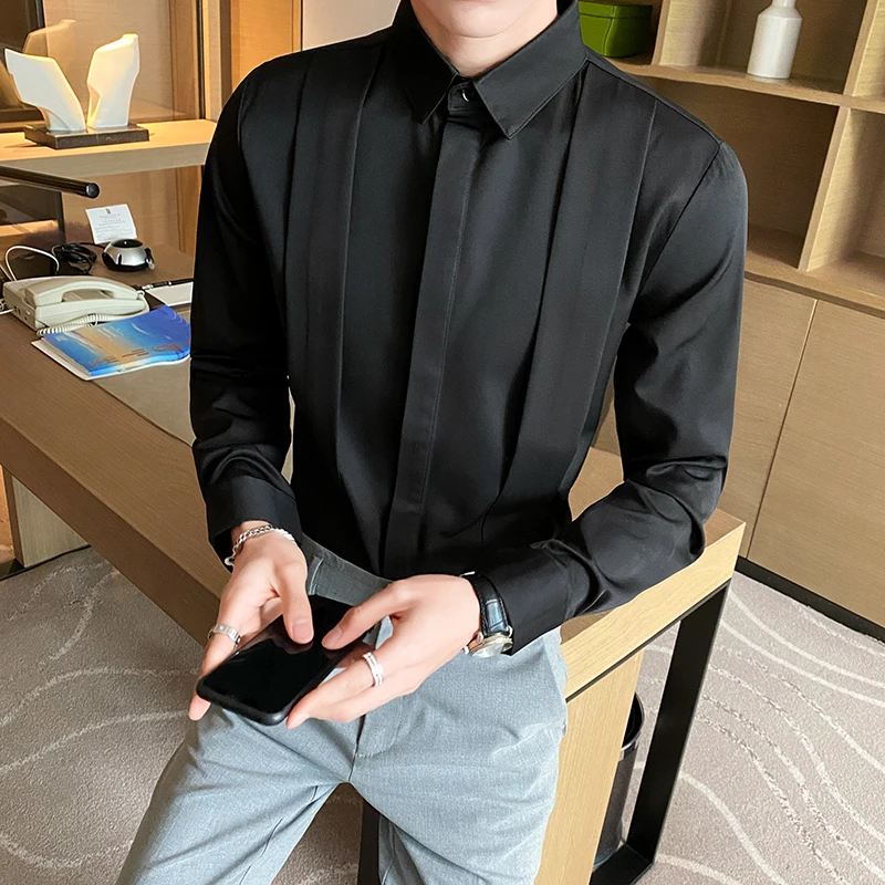 Long Design Fashion Sleeve Clothing Shirts Simple Size Fit Plus Tuxedo Casual Slim Men Homme 5XL-M Fold Chemise Prom/Club 2023
Long Design Fashion Sleeve Clothing Shirts Simple Size Fit Plus Tuxedo Casual Slim Men Homme 5XL-M Fold Chemise Prom/Club 2023