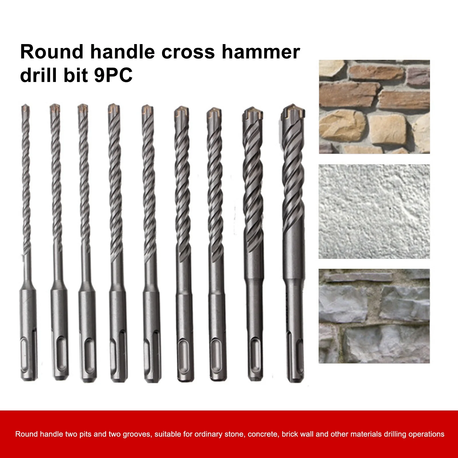 9Pcs SDS Plus Electric Hammer Drill Bit Set 160mm for Concrete Wall Brick Block Masonry Hole Saw Woodworking Tool
9Pcs SDS Plus Electric Hammer Drill Bit Set 160mm for Concrete Wall Brick Block Masonry Hole Saw Woodworking Tool