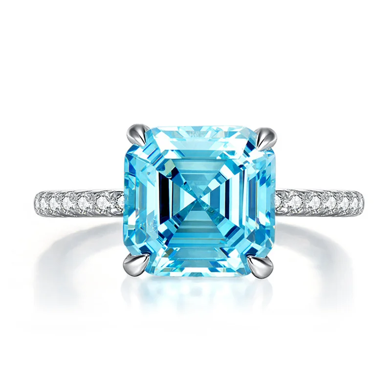 Jewelry 2023 New 925 Silver 9 * 9 Imported High Carbon Diamond Sea Blue Treasure Diamond Ring Wedding
Jewelry 2023 New 925 Silver 9 * 9 Imported High Carbon Diamond Sea Blue Treasure Diamond Ring Wedding