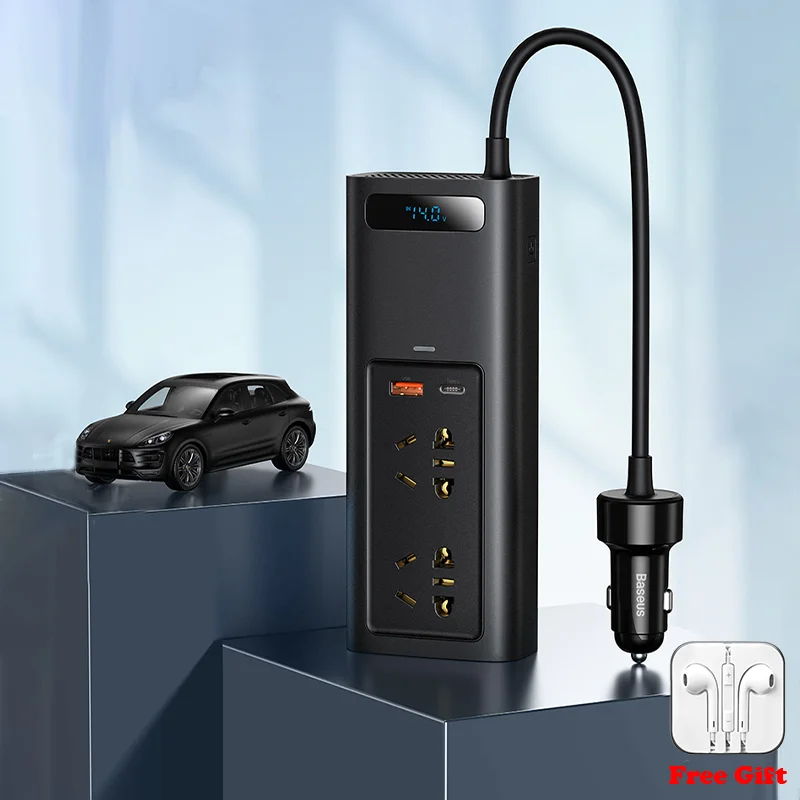 Baseus Car Inverter DC 12V To AC 220V 150W Auto Converter Type-C USB Fast Charging EU US Socket Car Inverter Power Adapter
Baseus Car Inverter DC 12V To AC 220V 150W Auto Converter Type-C USB Fast Charging EU US Socket Car Inverter Power Adapter