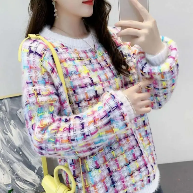 2022 Autumn Winter Women Fashion Retro Long Sleeve Sweater Tops Female Loose Plaid Knitted Tops Ladies O-neck Pullover Tops O346
2022 Autumn Winter Women Fashion Retro Long Sleeve Sweater Tops Female Loose Plaid Knitted Tops Ladies O-neck Pullover Tops O346