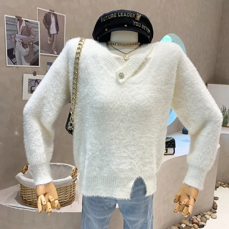 Niche Design New In Women's Clothing 2022 Winter Mink Hair Sweater V-Neck Loose Long Sleeve Knit Pullover Top
Niche Design New In Women's Clothing 2022 Winter Mink Hair Sweater V-Neck Loose Long Sleeve Knit Pullover Top