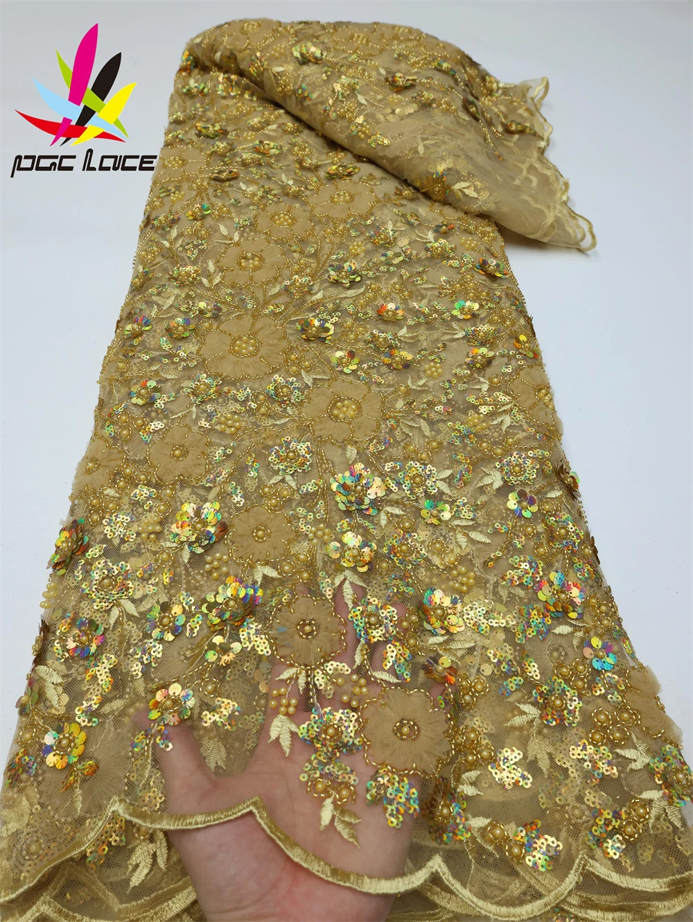 PGC Gold African Sequins Lace Fabric 2022 High Quality Groom Lace French Nigerian Lace Fabrics For Wedding Dress Sewing LY572-1
PGC Gold African Sequins Lace Fabric 2022 High Quality Groom Lace French Nigerian Lace Fabrics For Wedding Dress Sewing LY572-1