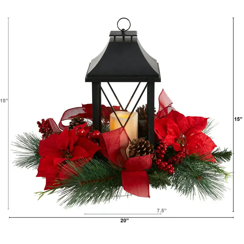 Christmas Poinsettia, Pinecone and Greenery with Lantern Artificial Flower Arrangement
Christmas Poinsettia, Pinecone and Greenery with Lantern Artificial Flower Arrangement