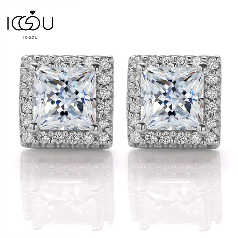IOGOU 925 Sterling Silver 4.5x4.5mm 0.6ct Princess Cut Moissanite Halo Stud Earrings For Women Girls Birthday Jewelry Gifts
IOGOU 925 Sterling Silver 4.5x4.5mm 0.6ct Princess Cut Moissanite Halo Stud Earrings For Women Girls Birthday Jewelry Gifts