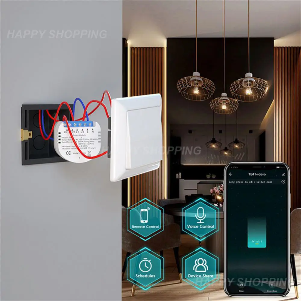 Мини-выключатель с Wi-Fi и голосовым управлением, двухстороннее дистанционное управление через приложение, работает с умным выключателем лампы Alexa Home
Мини-выключатель с Wi-Fi и голосовым управлением, двухстороннее дистанционное управление через приложение, работает с умным выключателем лампы Alexa Home
