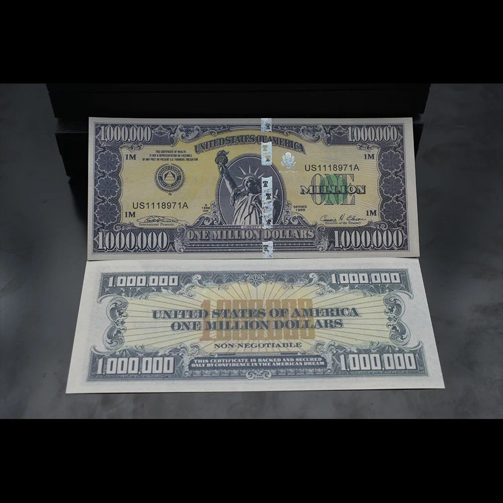 US One Million Dollar Paper Money Statue of Liberty Serial Number Banknote UV Anti-counterfeiting with Fluorescent Effect
US One Million Dollar Paper Money Statue of Liberty Serial Number Banknote UV Anti-counterfeiting with Fluorescent Effect
