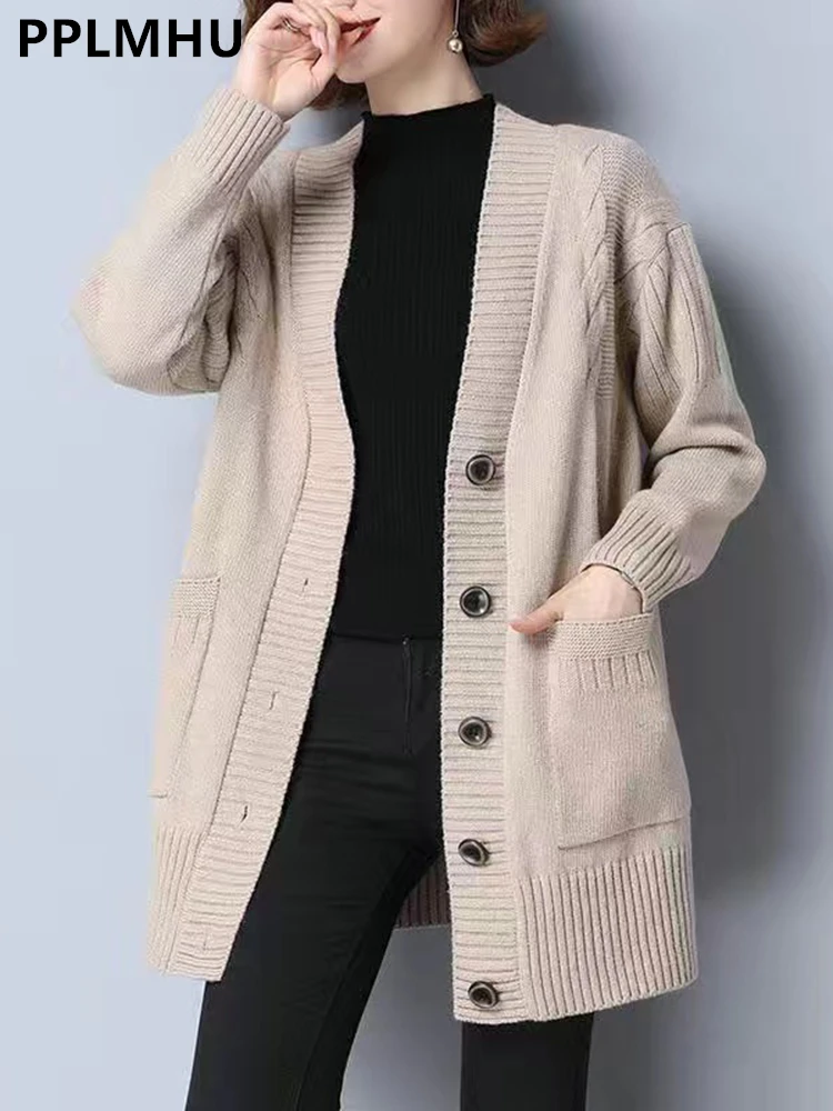 Oversized 4xl Knit Cardigan Coat Women Mid-length Sweater Jackets Korean Mom Knitwear Tops Casual Loose Gilet Long Sleeve Sueter
Oversized 4xl Knit Cardigan Coat Women Mid-length Sweater Jackets Korean Mom Knitwear Tops Casual Loose Gilet Long Sleeve Sueter