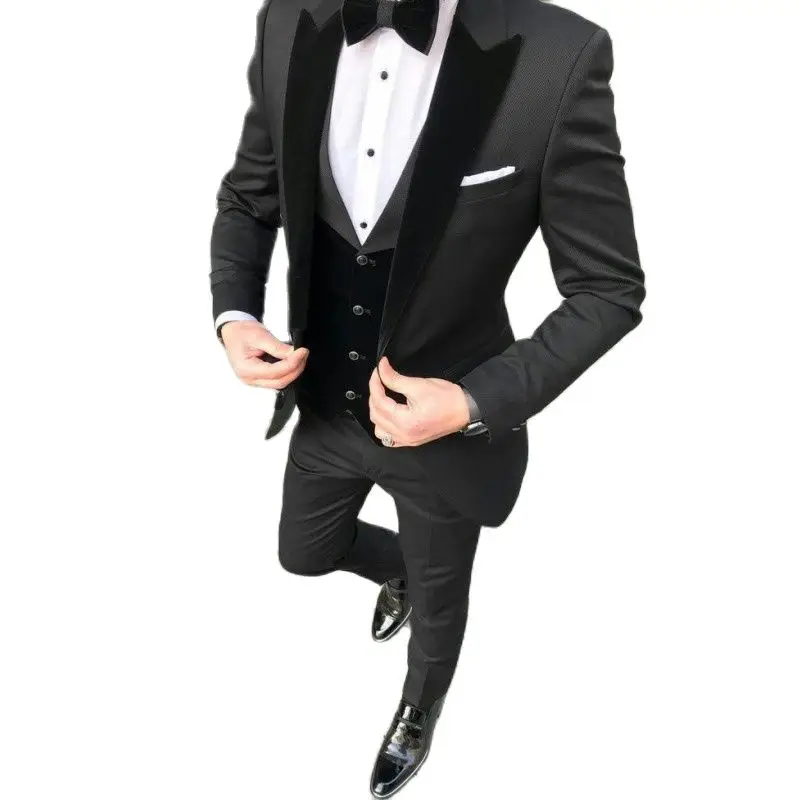 Slim Fit Mens Suits For Wedding Prom With Black Velvet Lapel Groom Tuxedos 3 Pieces Formal Man Set Jacket Pants Vest New Arrival
Slim Fit Mens Suits For Wedding Prom With Black Velvet Lapel Groom Tuxedos 3 Pieces Formal Man Set Jacket Pants Vest New Arrival